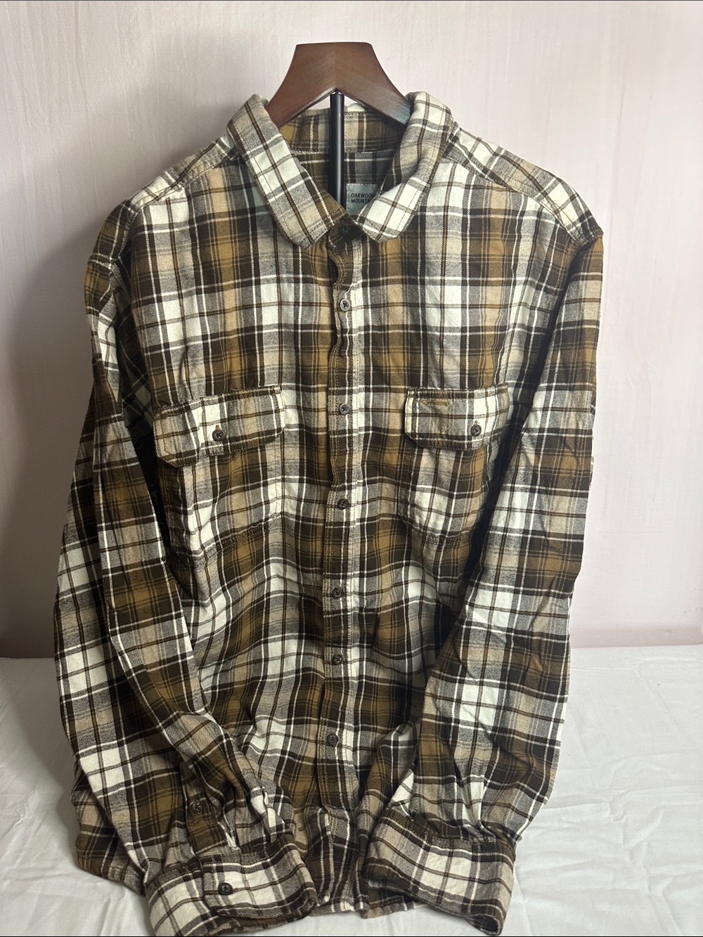 Men's Brown & White Plaid Button-Up Shirt